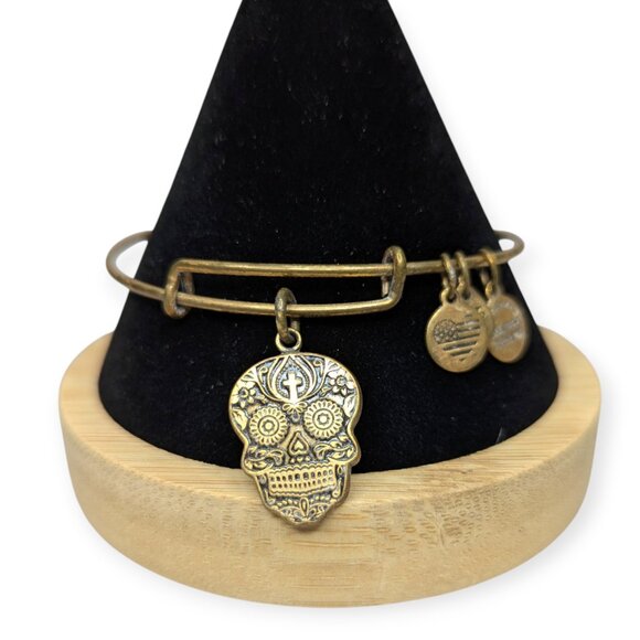 Alex & Ani 2016 Calavera Gold Tone Skull Copper Charm Bracelet - Picture 1 of 13